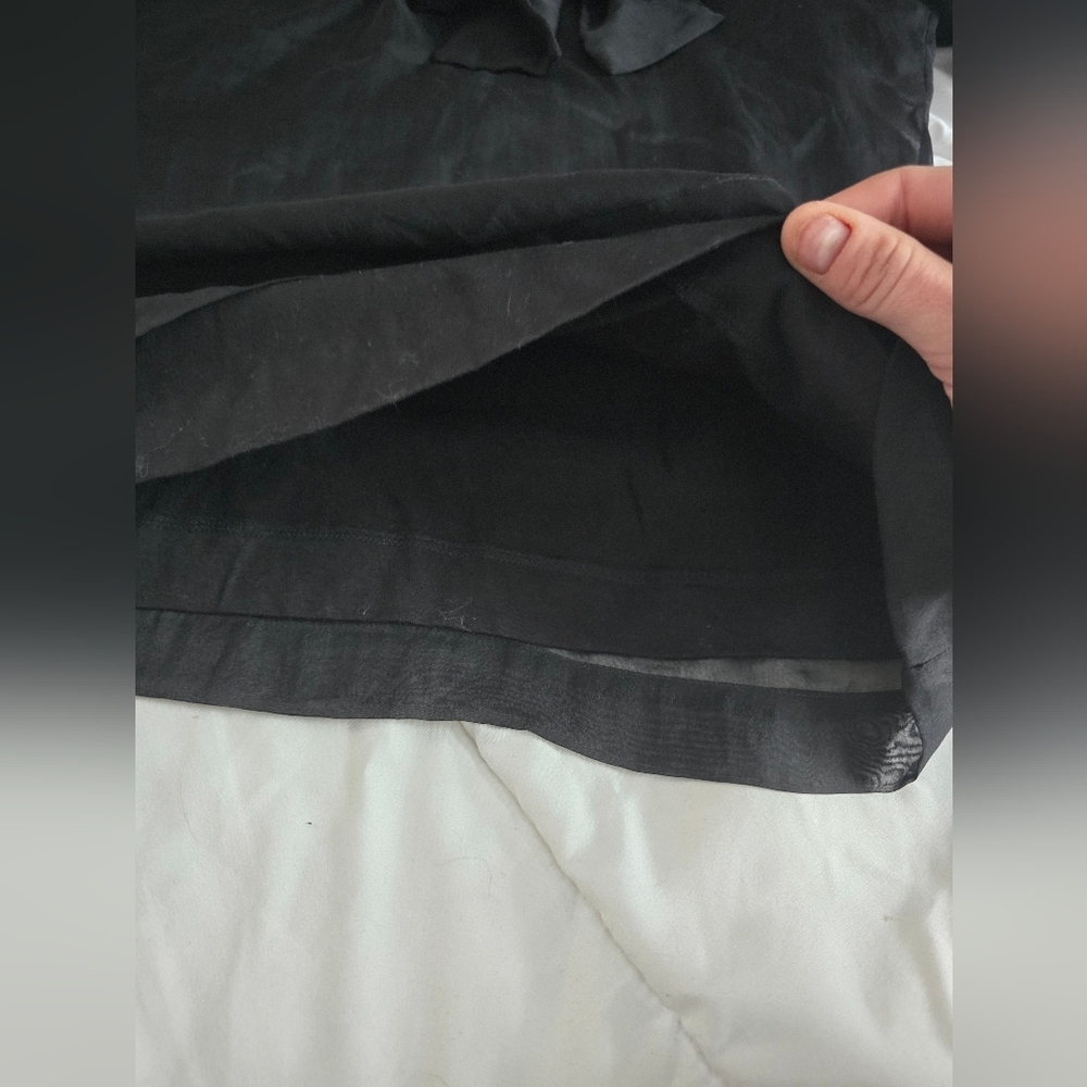 Alysi Blouse - Italian Black Silk Bow Tie Sheer Designer - Picture 4 of 10